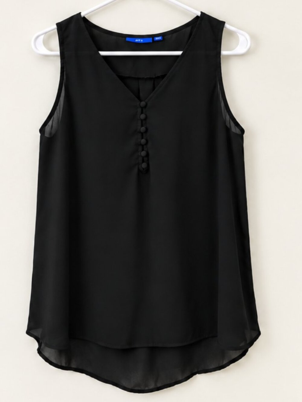 APT. 9 Black Sleeveless V-Neck Button Blouse Size M
